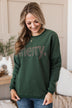 "Merry" Embroidered Crew Neck Pullover- Hunter Green