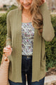 Welcoming To You Knitted Cardigan- Light Olive