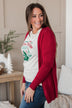Found Myself Open Front Knit Cardigan- Red