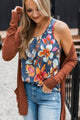 Day Dreams Of You Floral Tank Top- Navy