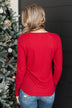 Rise To The Top Knit Henley Top- Red