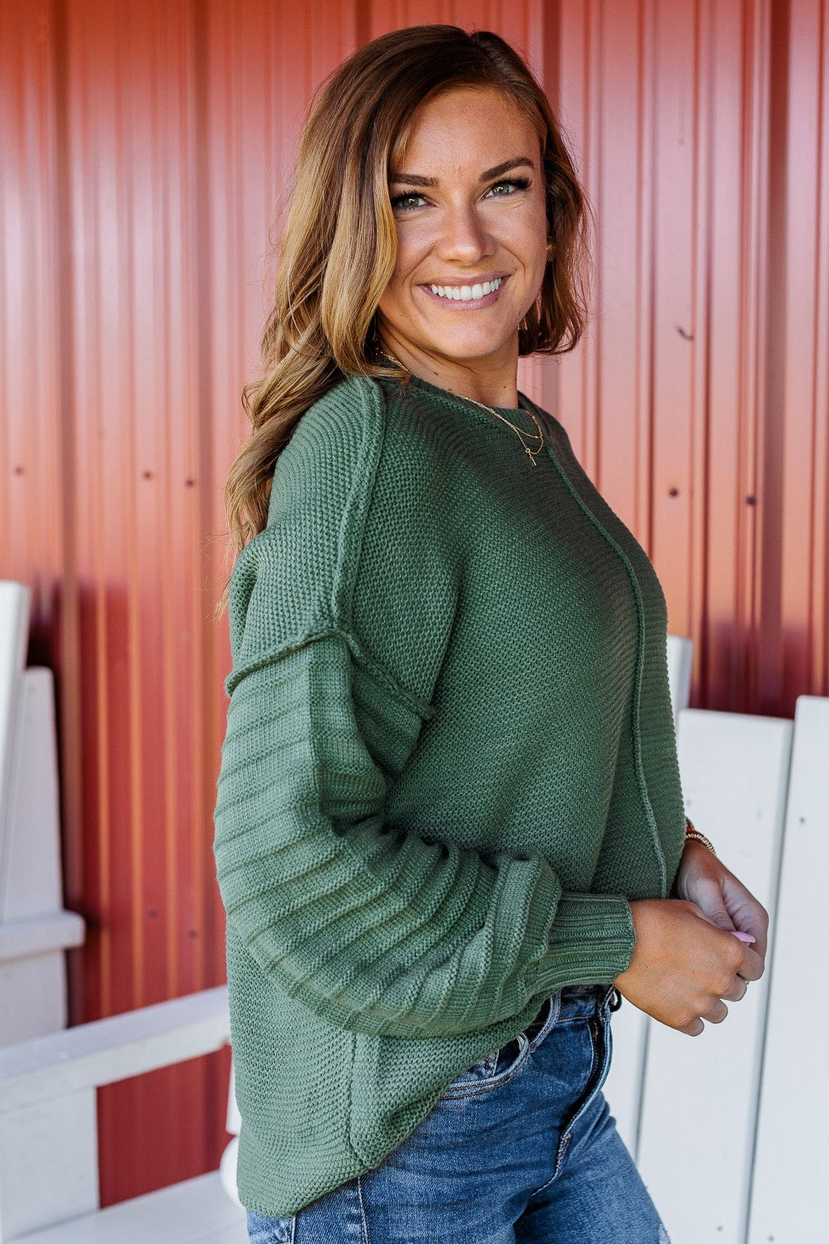 Choose To Thrive Knit Sweater- Emerald Green