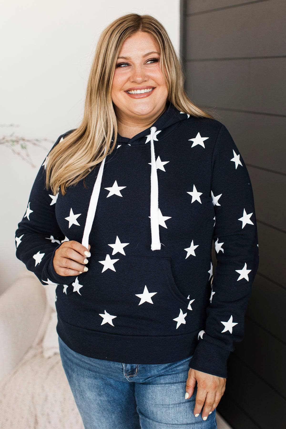 BAIMORE Unisex Vintage Star Patch Hoodie – Drawstring Zipper Jacket, Loose Fit