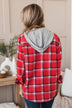 Falling Again Plaid Hooded Top- Red