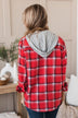 Falling Again Plaid Hooded Top- Red