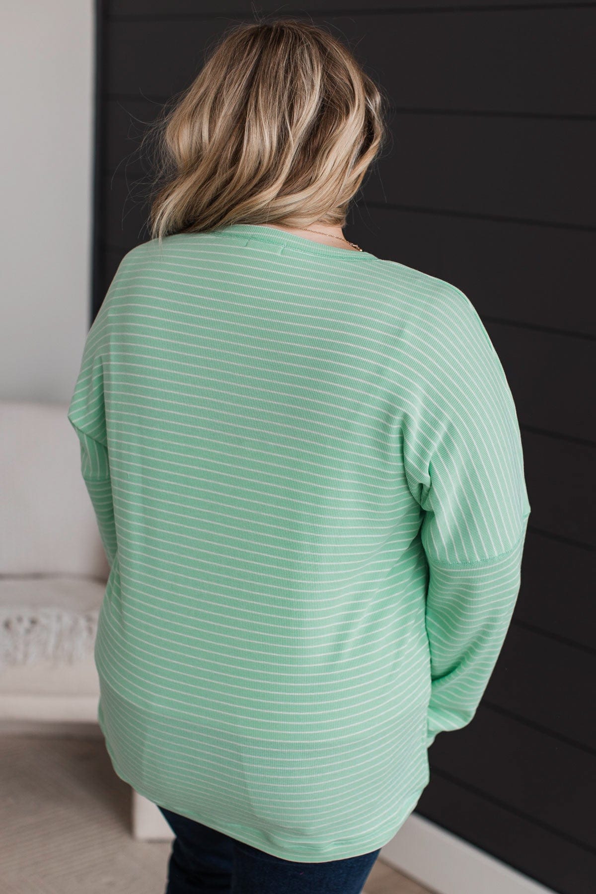 Brighten My Day Striped Pullover Top- Mint
