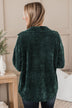 Cause For Applause Knit Button Top- Forest Green