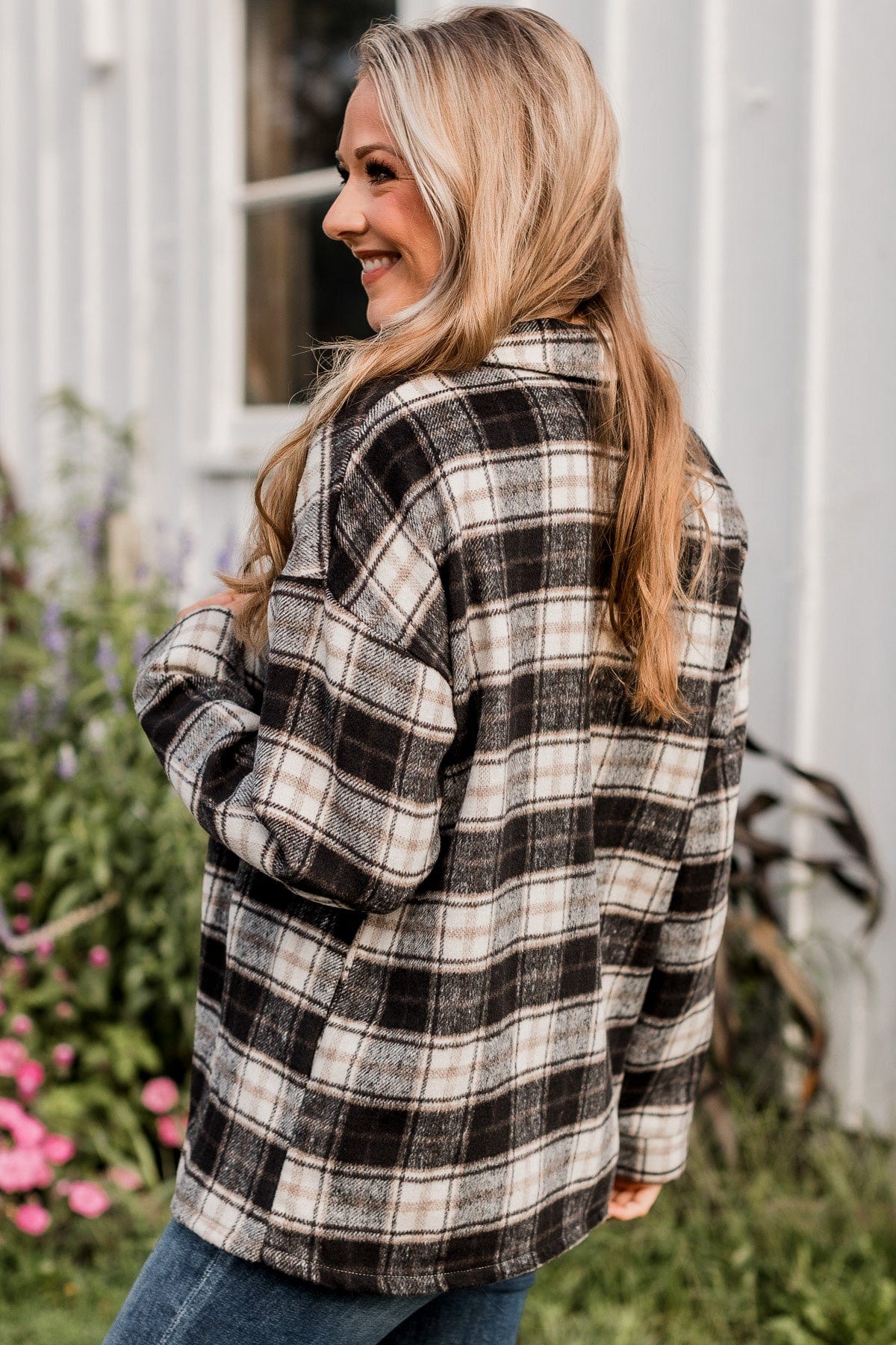 Campfire Nights Plaid Jacket- Black & Ivory