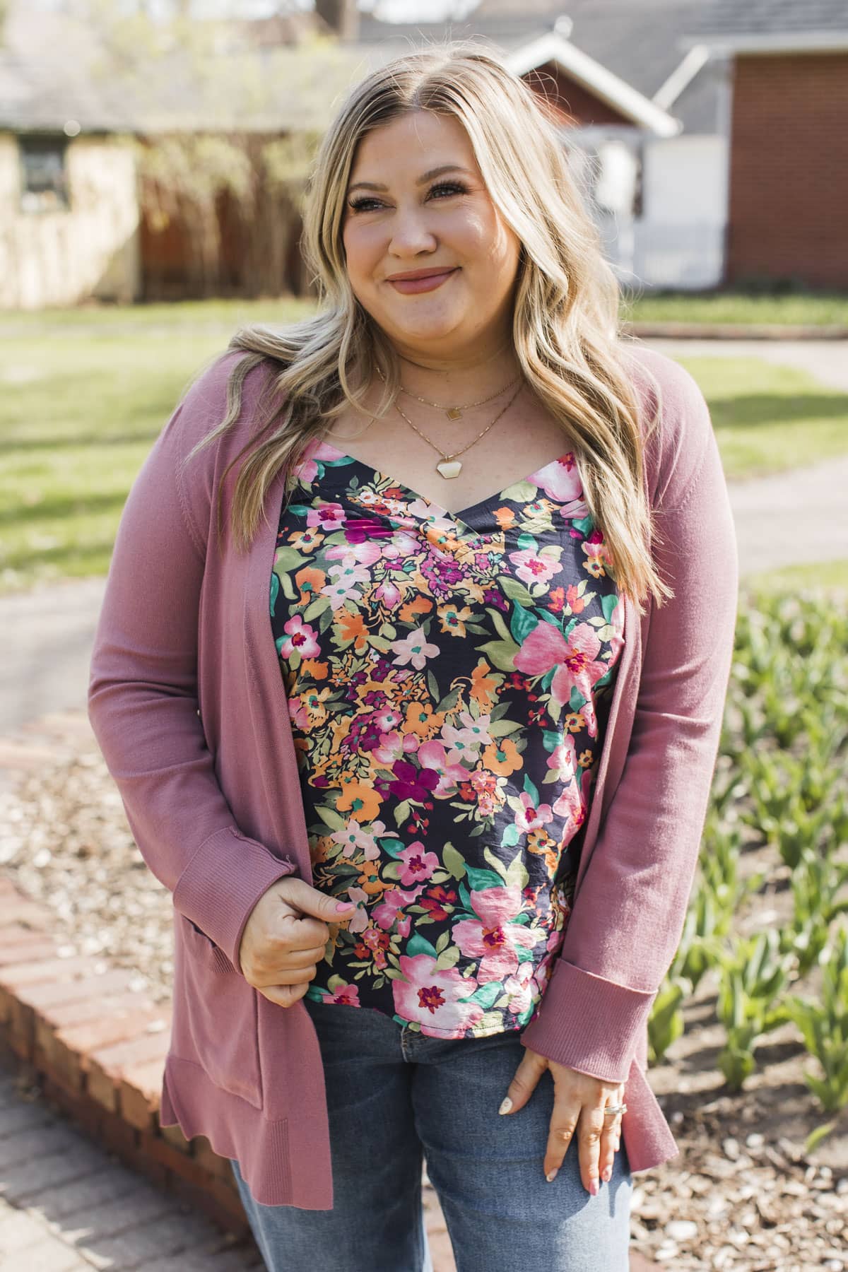 Positive Outlook Open Front Cardigan- Dusty Rose