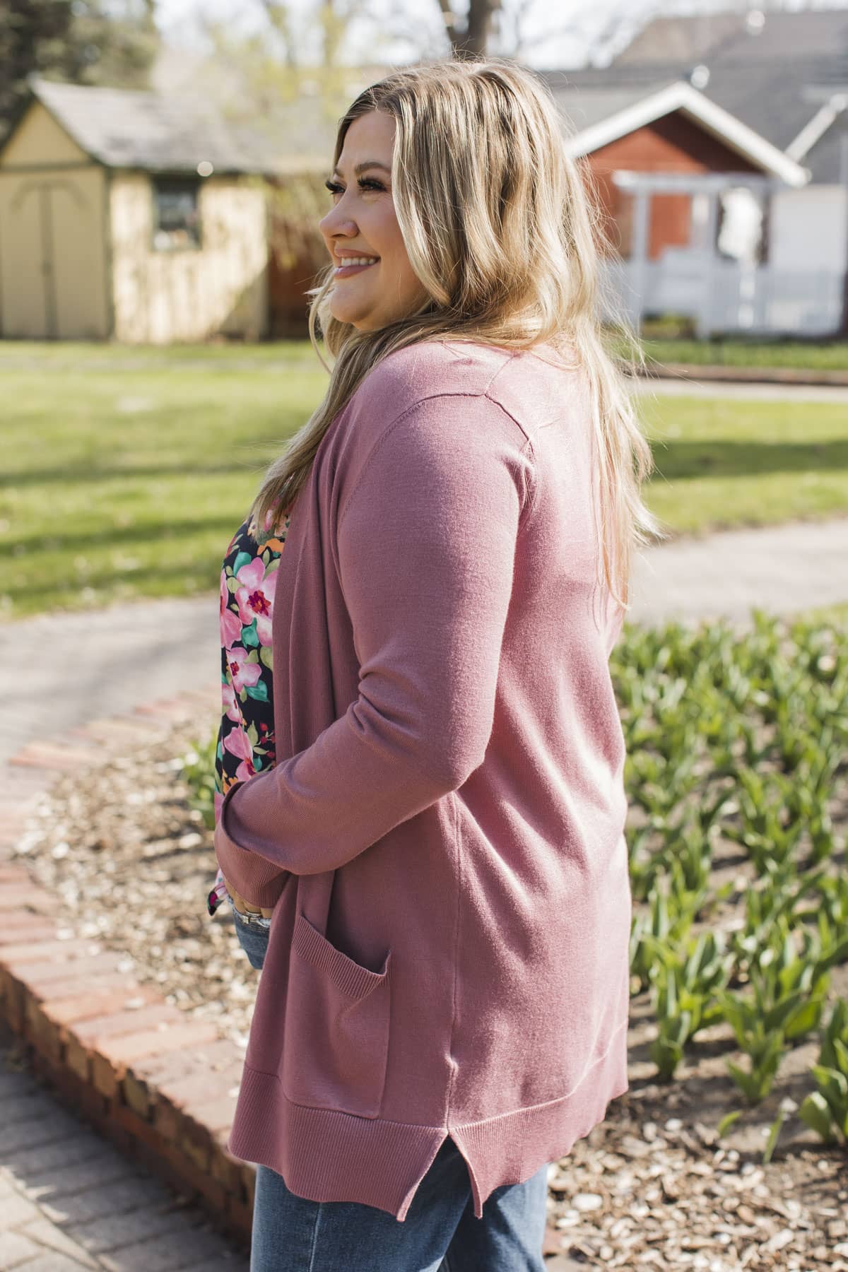 Positive Outlook Open Front Cardigan- Dusty Rose