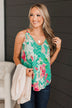 Fall For Your Touch Floral Tank Top- Kelly Green