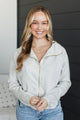 Tell Me Something Good Zip-Up Scuba Jacket- Ash Grey