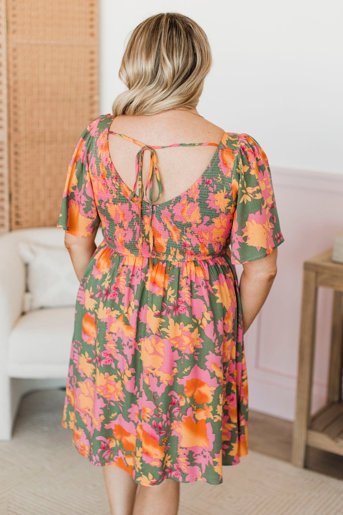 Back To Your Roots Floral Dress- Dark Sage
