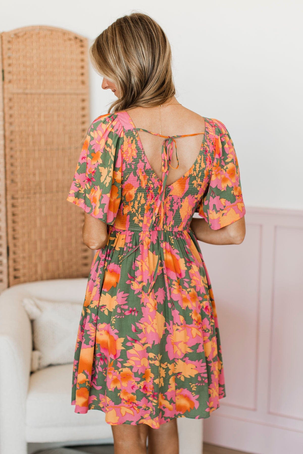 Back To Your Roots Floral Dress- Dark Sage