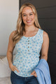 Fresh Mornings Floral Tank Top- Light Blue