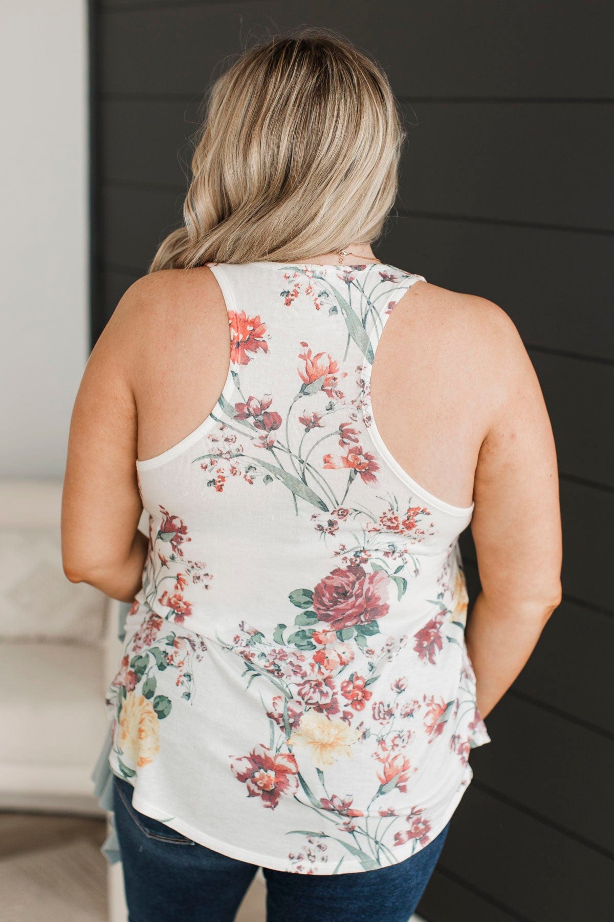 Lost In Nature Floral Tank Top- Ivory
