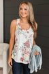 Lost In Nature Floral Tank Top- Ivory