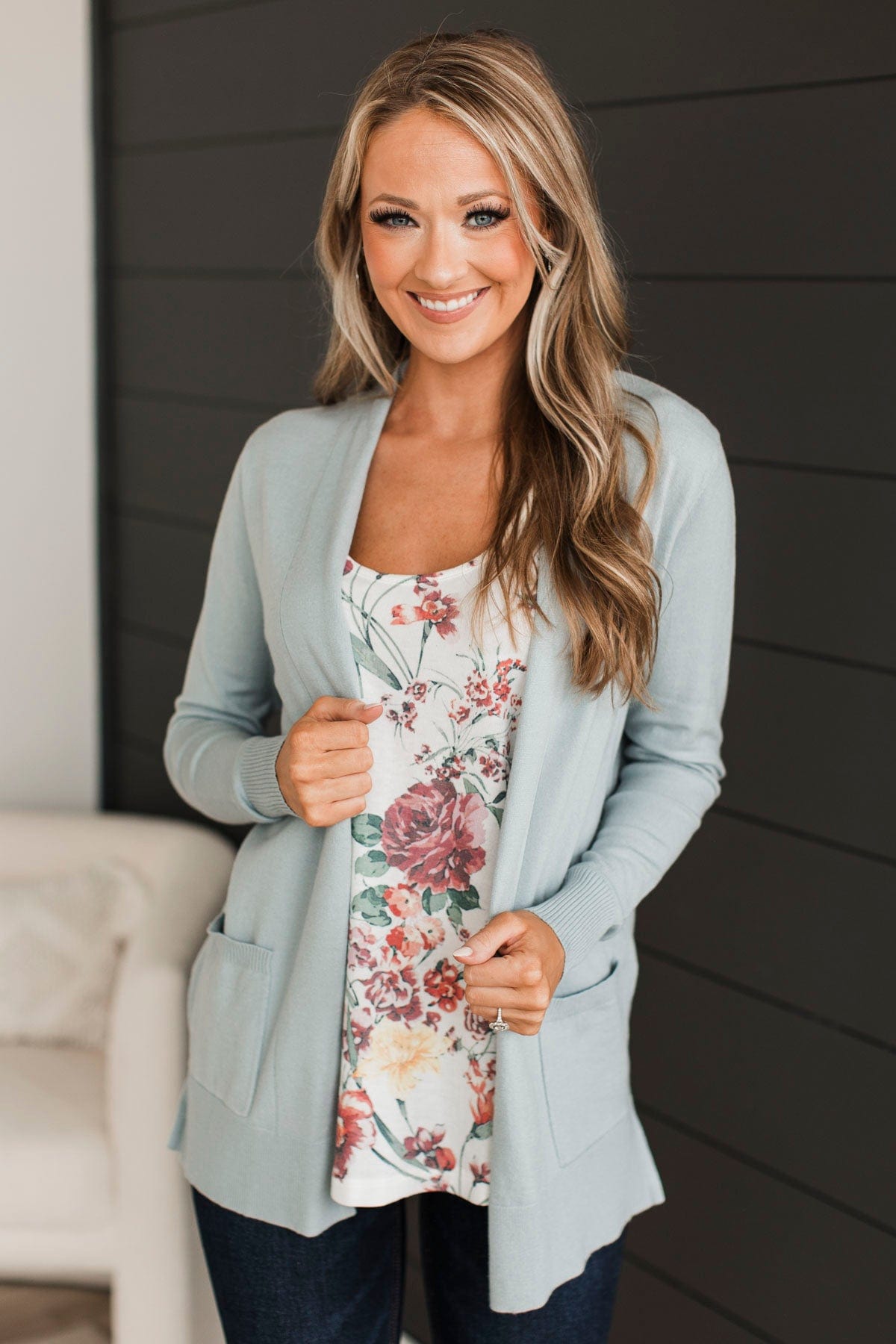 Time To Be Alive Drape Cardigan- Dusty Blue