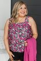 Blooming Charm Floral Tank Top- Fuchsia