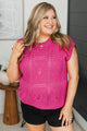 Good Idea Cap Sleeve Crochet Knit Top- Magenta