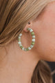 Timeless Shine Beaded C-Hoop Earrings- Olive