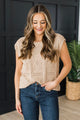 Good Idea Cap Sleeve Crochet Knit Top- Natural