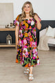 Live Brightly Floral Midi Dress- Black Multi