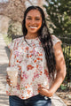 Classy Lady Floral Blouse- Ivory & Pale Pink