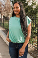 Extraordinary Times Cap Sleeve Top- Jade
