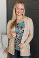 Effortless Pick Open Front Cardigan- Almond