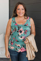 Arms Around Me Floral Tank Top- Teal