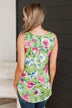 Picnic Date Floral Tank Top- Lime