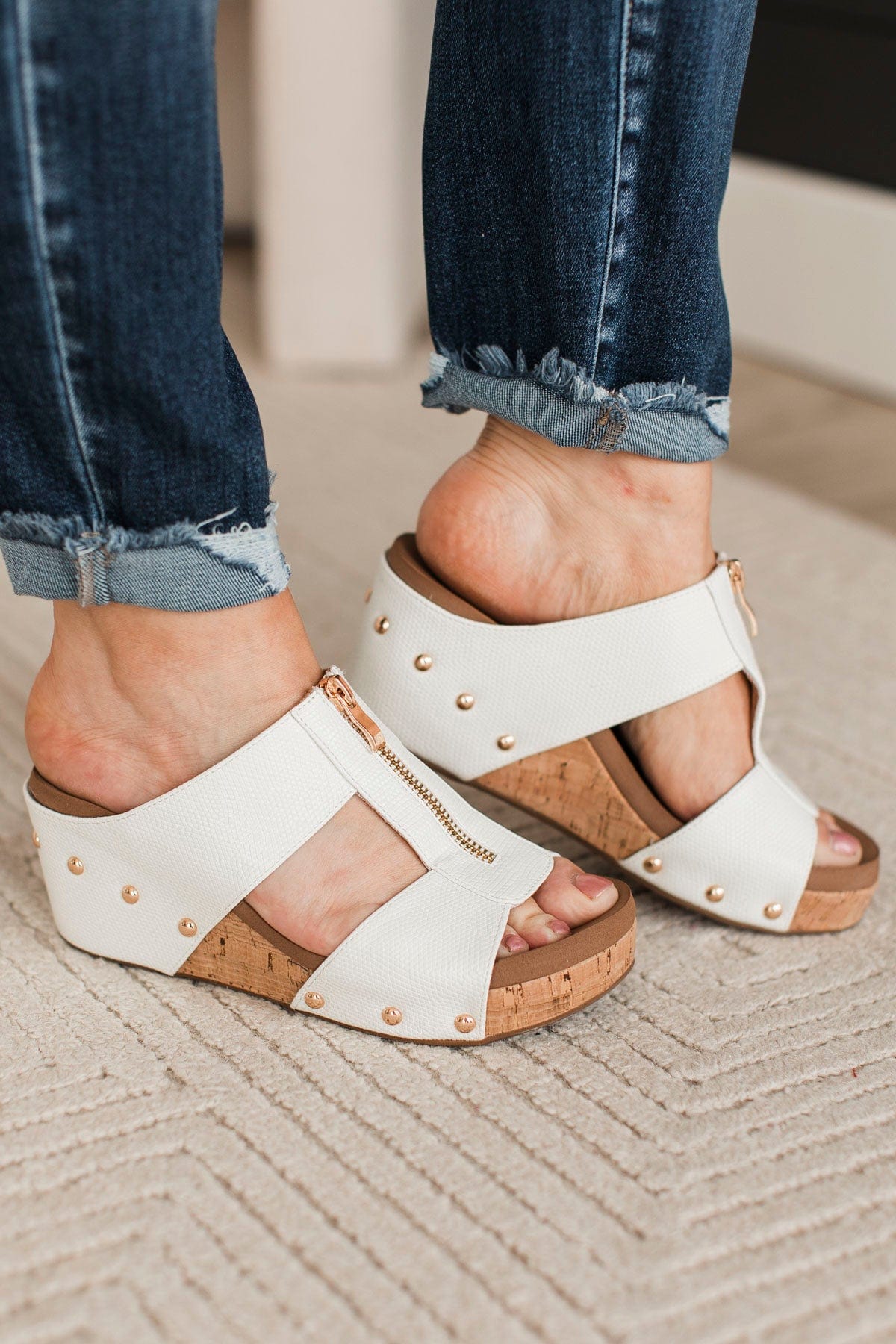 Corky's Taboo Wedge Sandals- White
