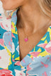 Perfect In Every Way Gold Necklace- Hot Pink
