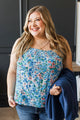 Love Abundantly Floral Tank Top- Ivory & Blue