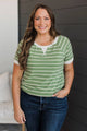 Impressive Encounters Striped Top- Moss Green
