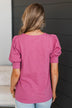 Treat Me With Love Puff Sleeve Top- Magenta