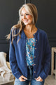 Because You Can Knit Button Cardigan- Navy