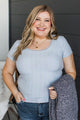 Dreamy Daze Short Sleeve Ribbed Top- Pale Blue
