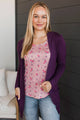 Comfortable With Myself Knit Cardigan- Deep Purple