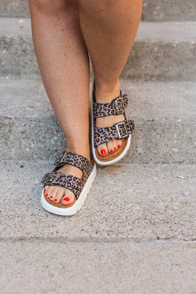 Very G Jazmin Leopard Sandals- Grey