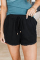 Cozy Comforts Drawstring Linen Shorts- Black