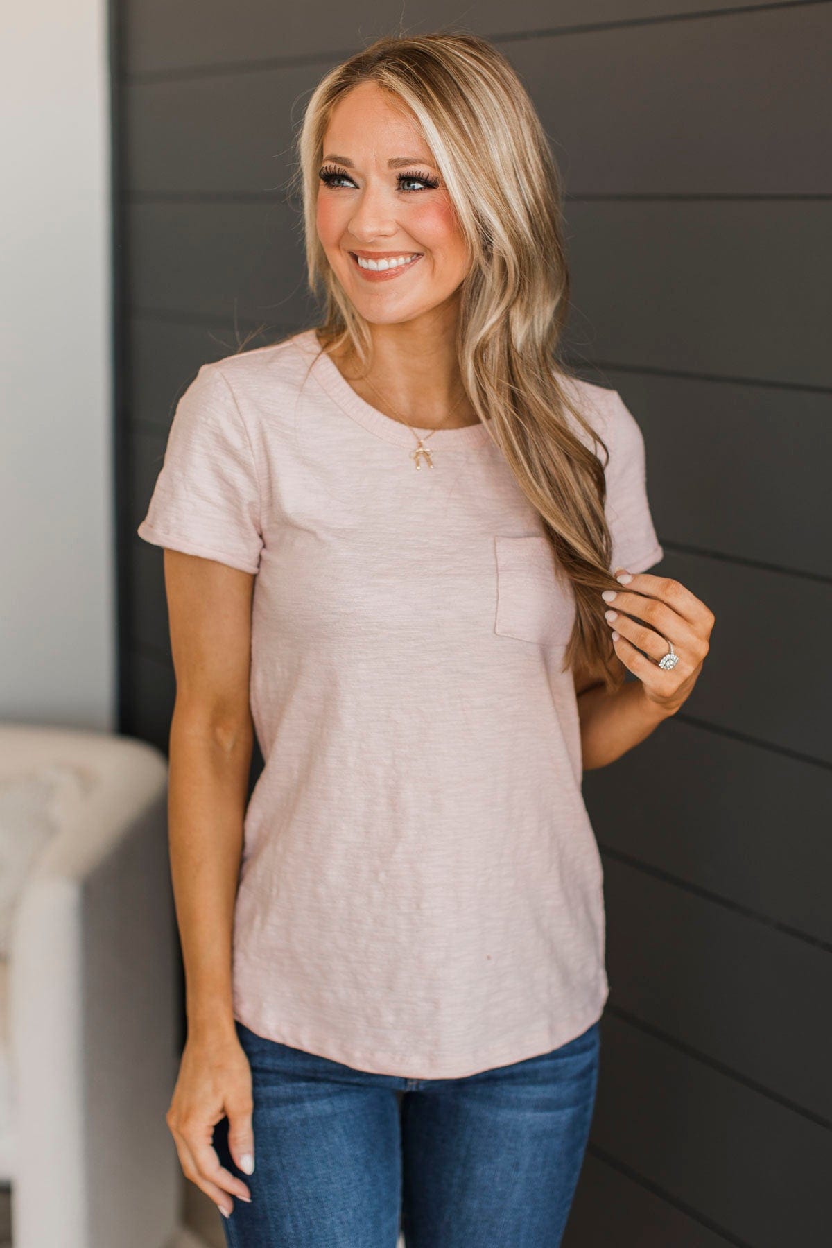 Speak For Yourself Short Sleeve Top- Pale Pink
