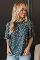 Life Full of Love Floral Top- Dark Teal