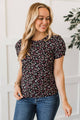 Eager For The Day Floral Top- Black