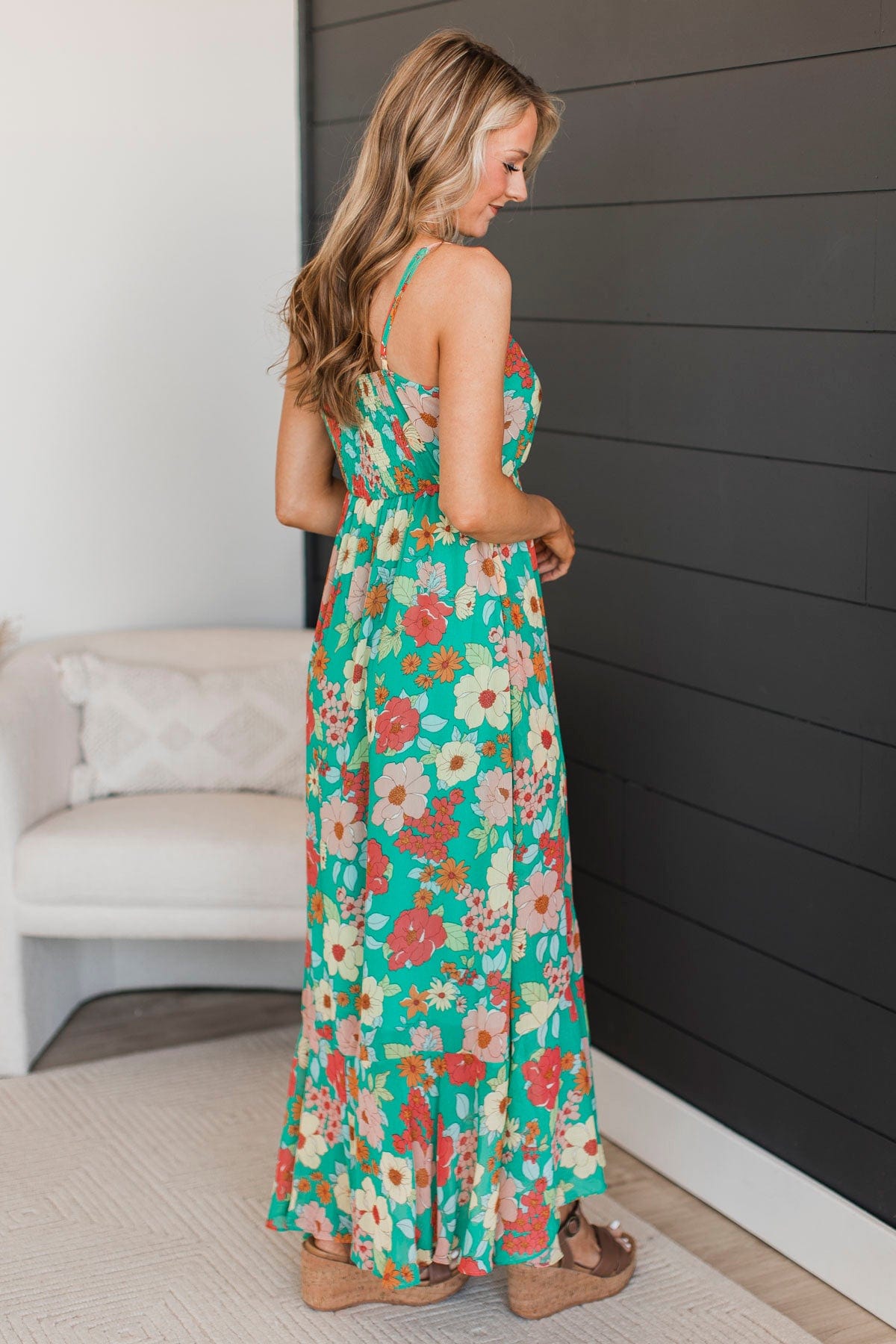 Hope Fills The Heart Floral Maxi Dress- Kelly Green