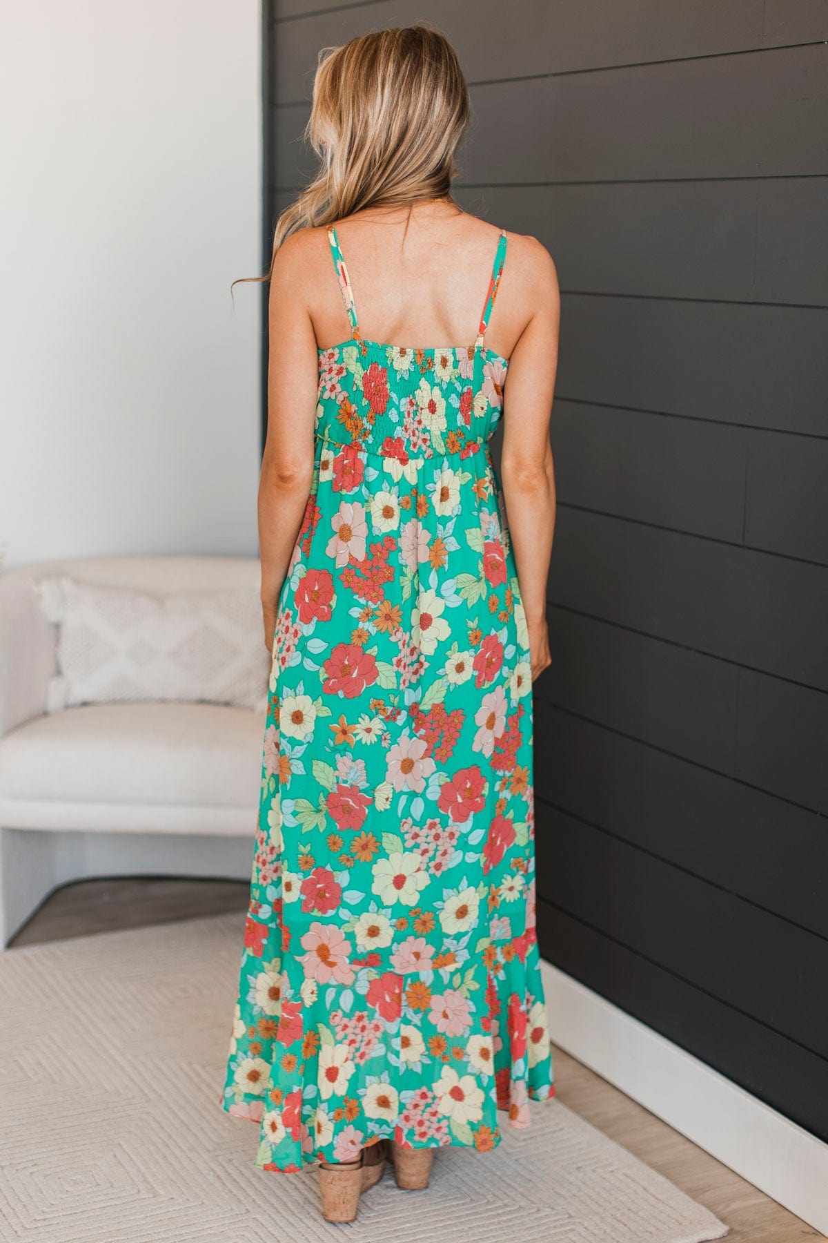 Hope Fills The Heart Floral Maxi Dress- Kelly Green