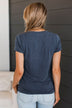 Something To Cling To V-Neck Top- Steel Blue