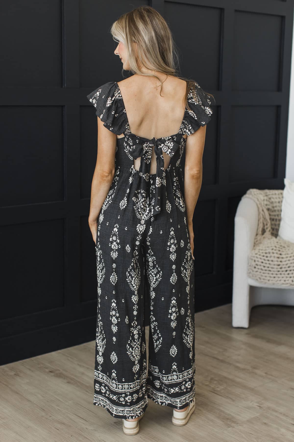 Out To Impress Floral V-Neck Jumpsuit- Dark Charcoal