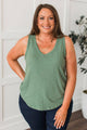 Waking Up Beautiful V-Neck Tank Top- Dark Sage